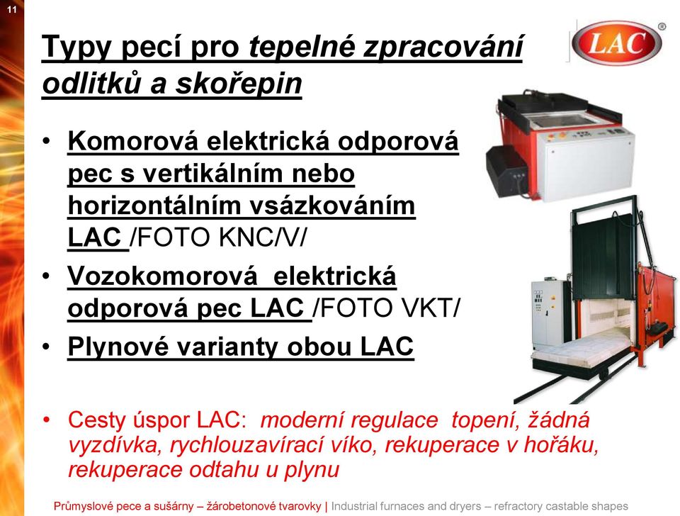 odporová pec LAC /FOTO VKT/ Plynové varianty obou LAC Cesty úspor LAC: moderní regulace