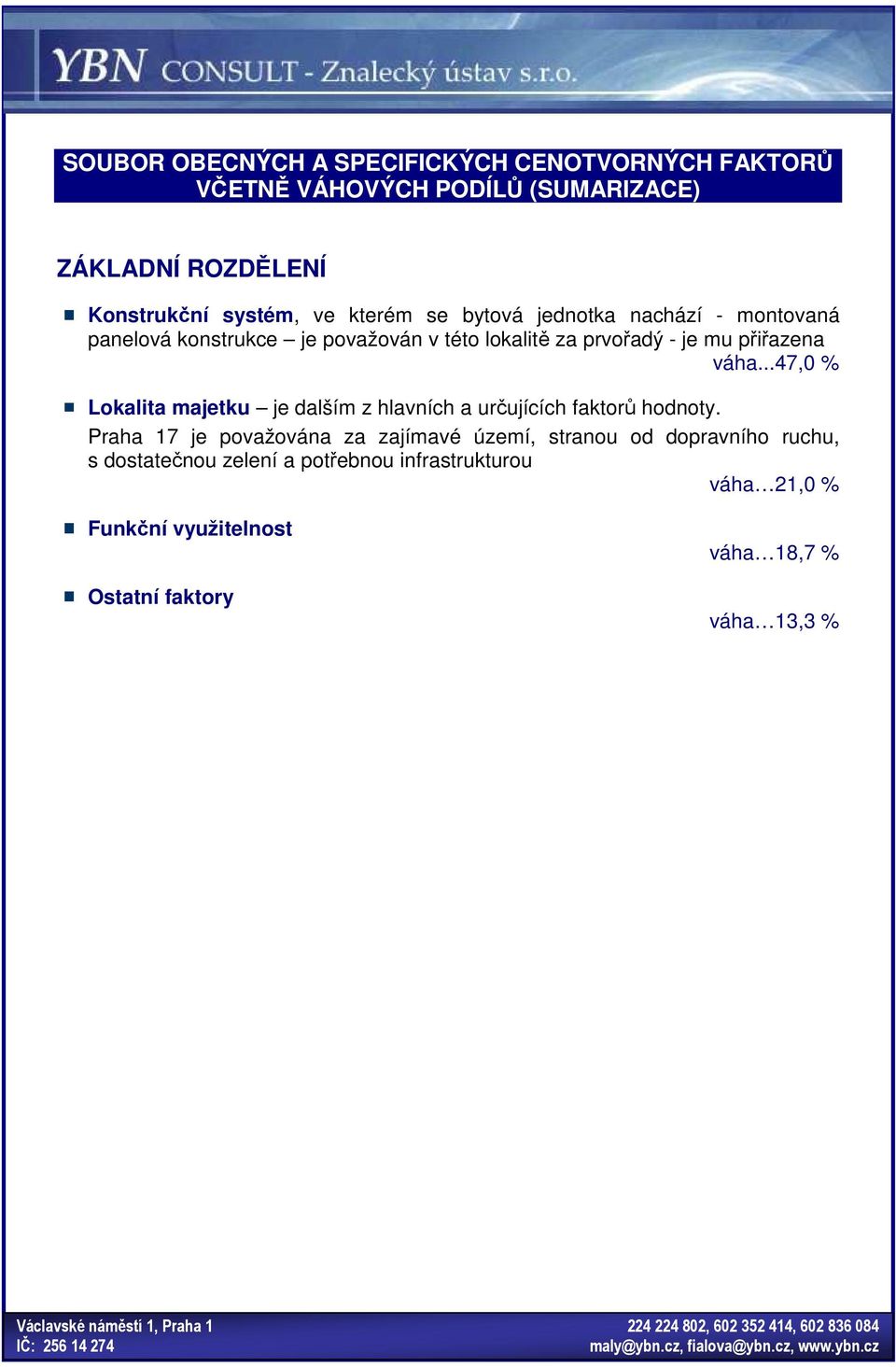 ..47,0 % Lokalita majetku je dalším z hlavích a určujících faktorů hodoty.