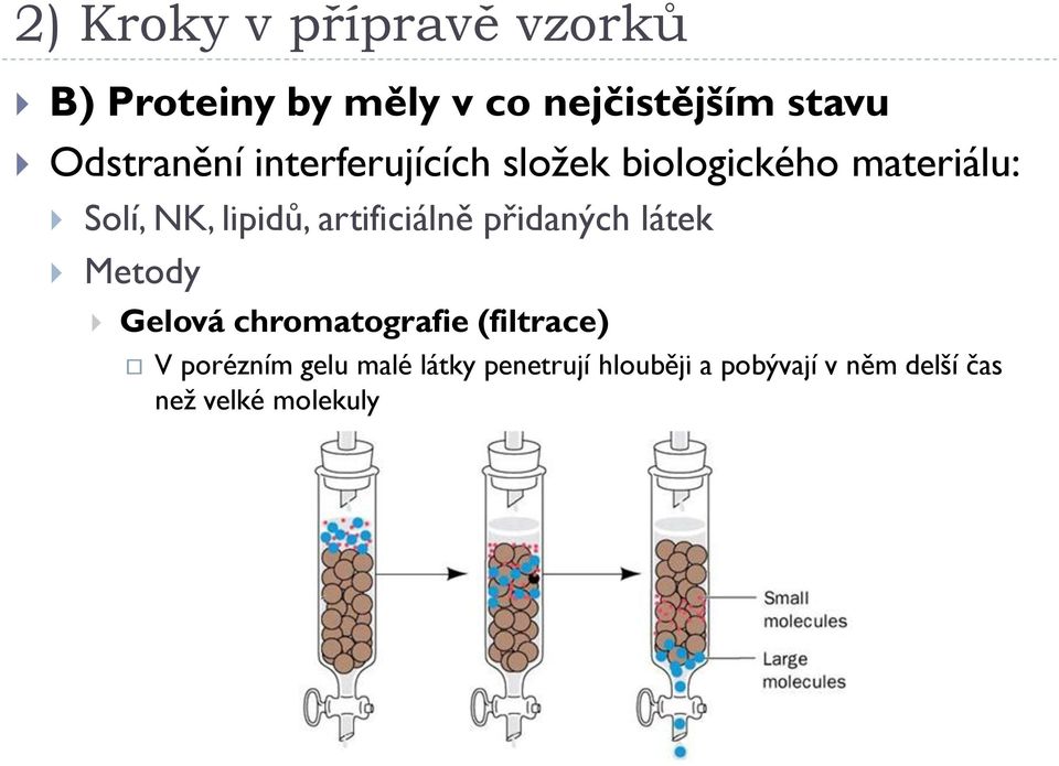 artificiálně přidaných látek Metody Gelová chromatografie (filtrace)