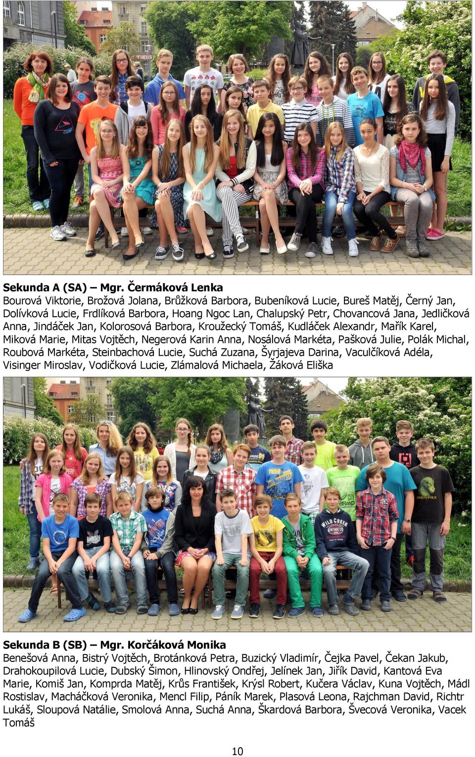 Jedličková Anna, Jindáček Jan, Kolorosová Barbora, Kroužecký Tomáš, Kudláček Alexandr, Mařík Karel, Miková Marie, Mitas Vojtěch, Negerová Karin Anna, Nosálová Markéta, Pašková Julie, Polák Michal,