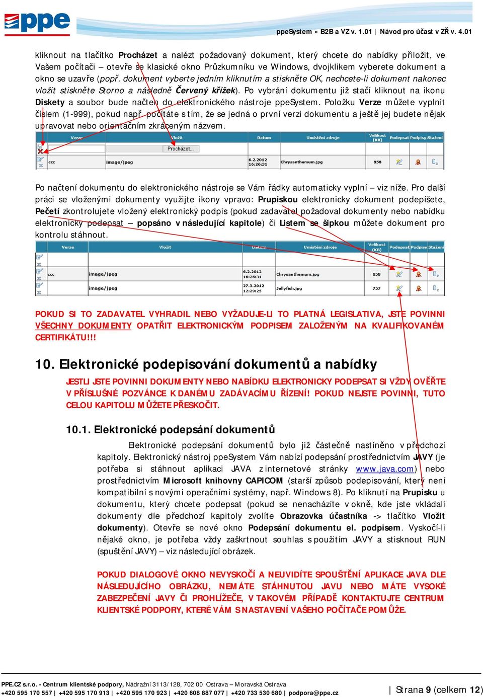 Po vybrání dokumentu již stačí kliknout na ikonu Diskety a soubor bude načten do elektronického nástroje ppesystem. Položku Verze můžete vyplnit číslem (1-999), pokud např.