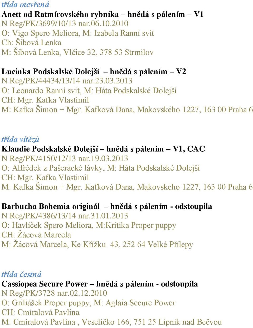 03.2013 O: Leonardo Ranní svit, M: Háta Podskalské Dolejší M: Kafka Šimon + Mgr.