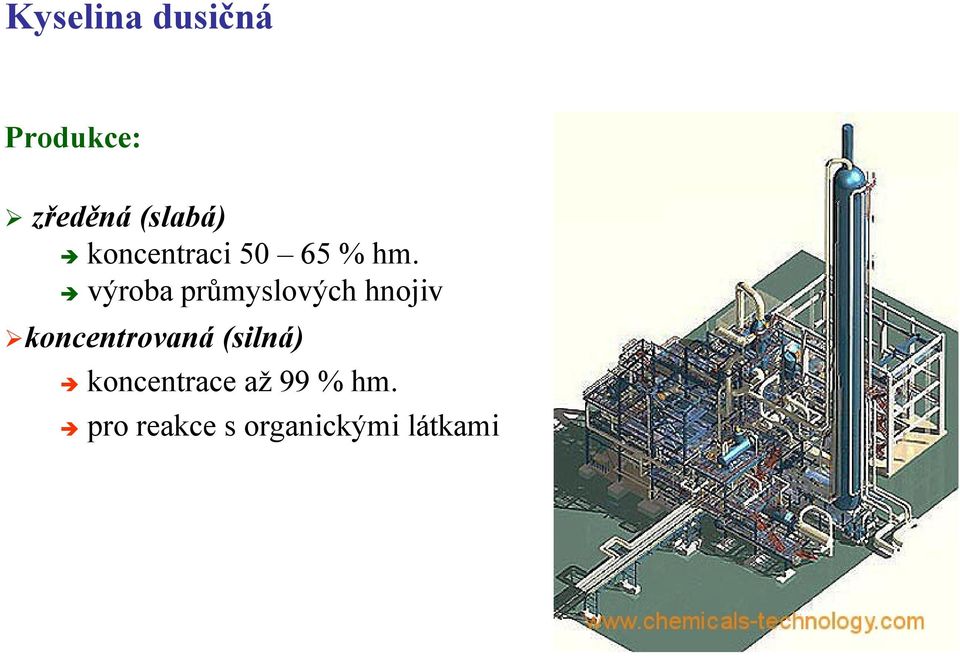 výroba průmyslových hnojiv koncentrovaná
