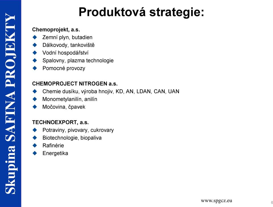 Zemní plyn, butadien Dálkovody, tankoviště Vodní hospodářství Spalovny, plazma technologie