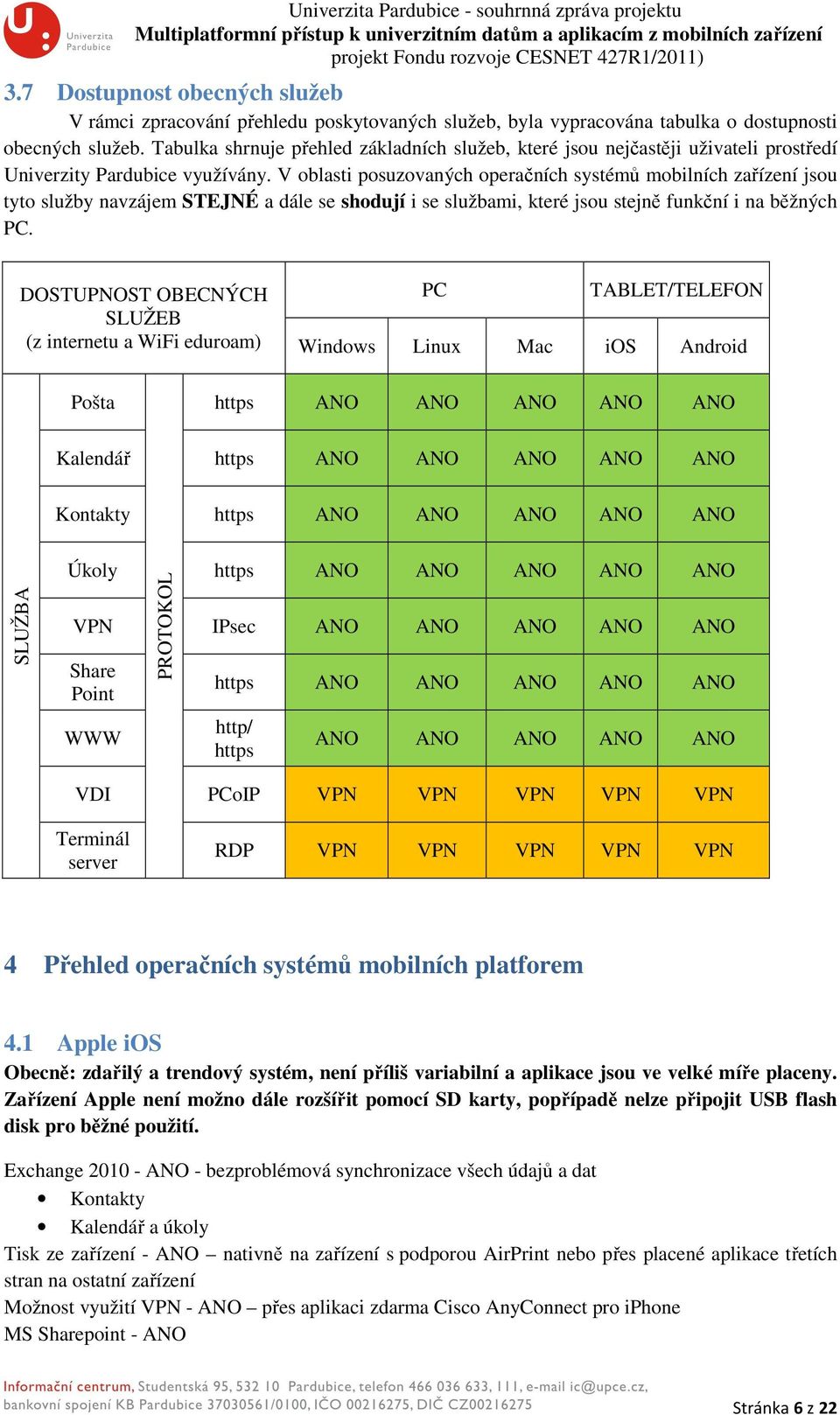 V oblasti posuzovaných operačních systémů mobilních zařízení jsou tyto služby navzájem STEJNÉ a dále se shodují i se službami, které jsou stejně funkční i na běžných PC.