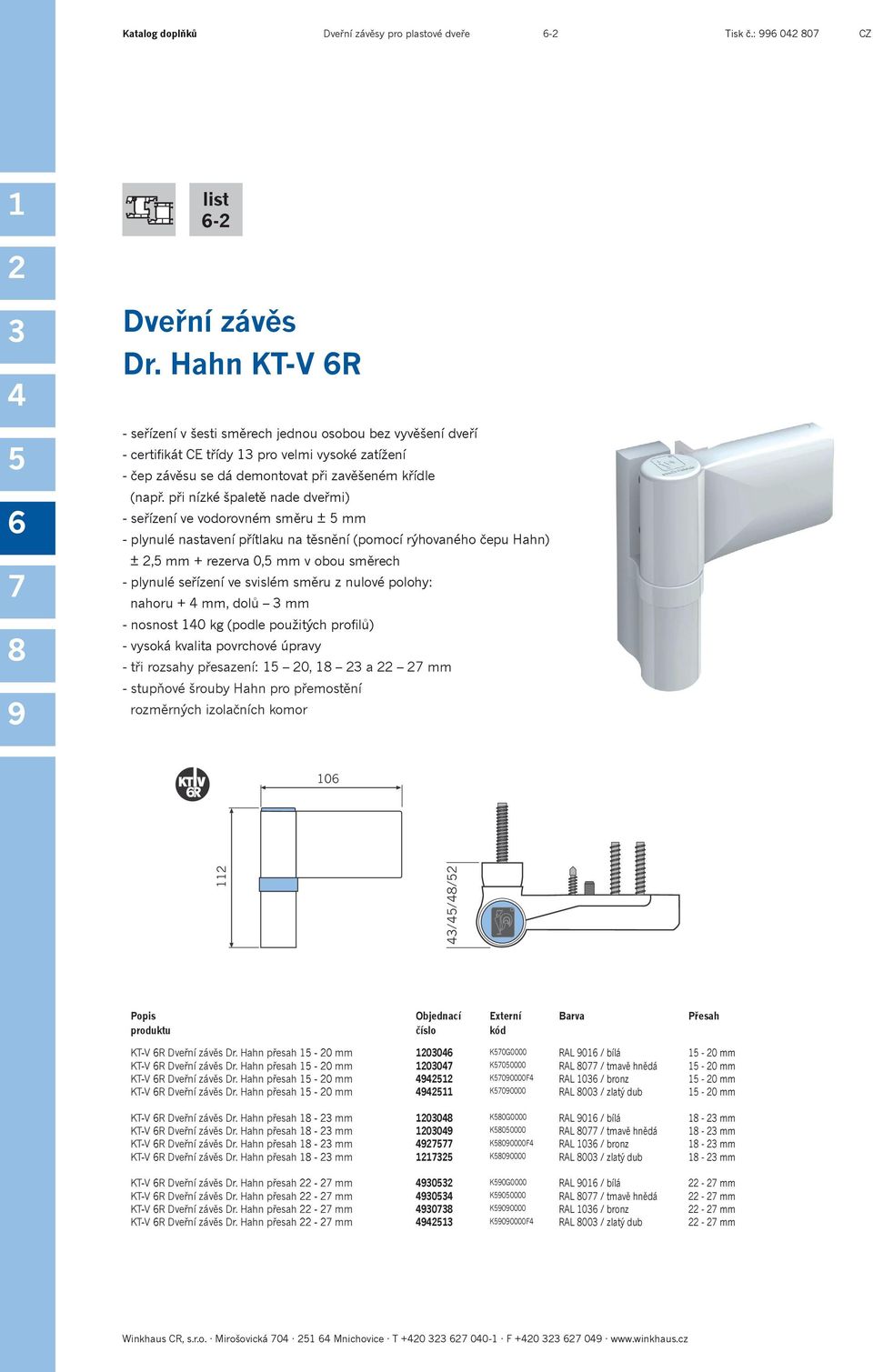 Katalog doplňků Dveřní závěsy pro plastové dveře. Dveřní závěs Dr. Hahn KT-N  6R. list PDF Stažení zdarma