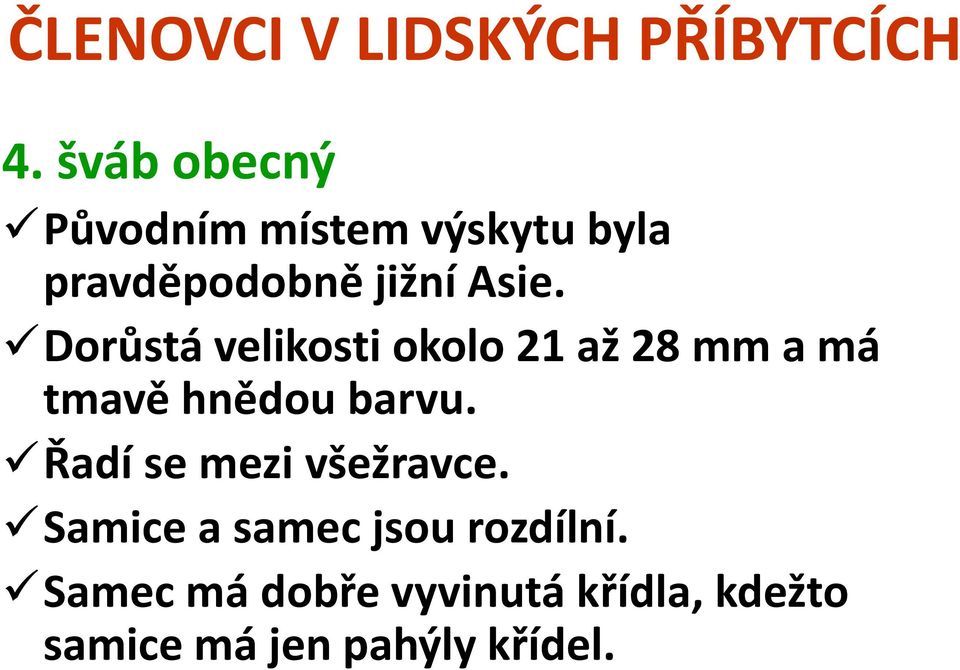 Dorůstá velikosti okolo 21 až 28 mm a má tmavě hnědou barvu.