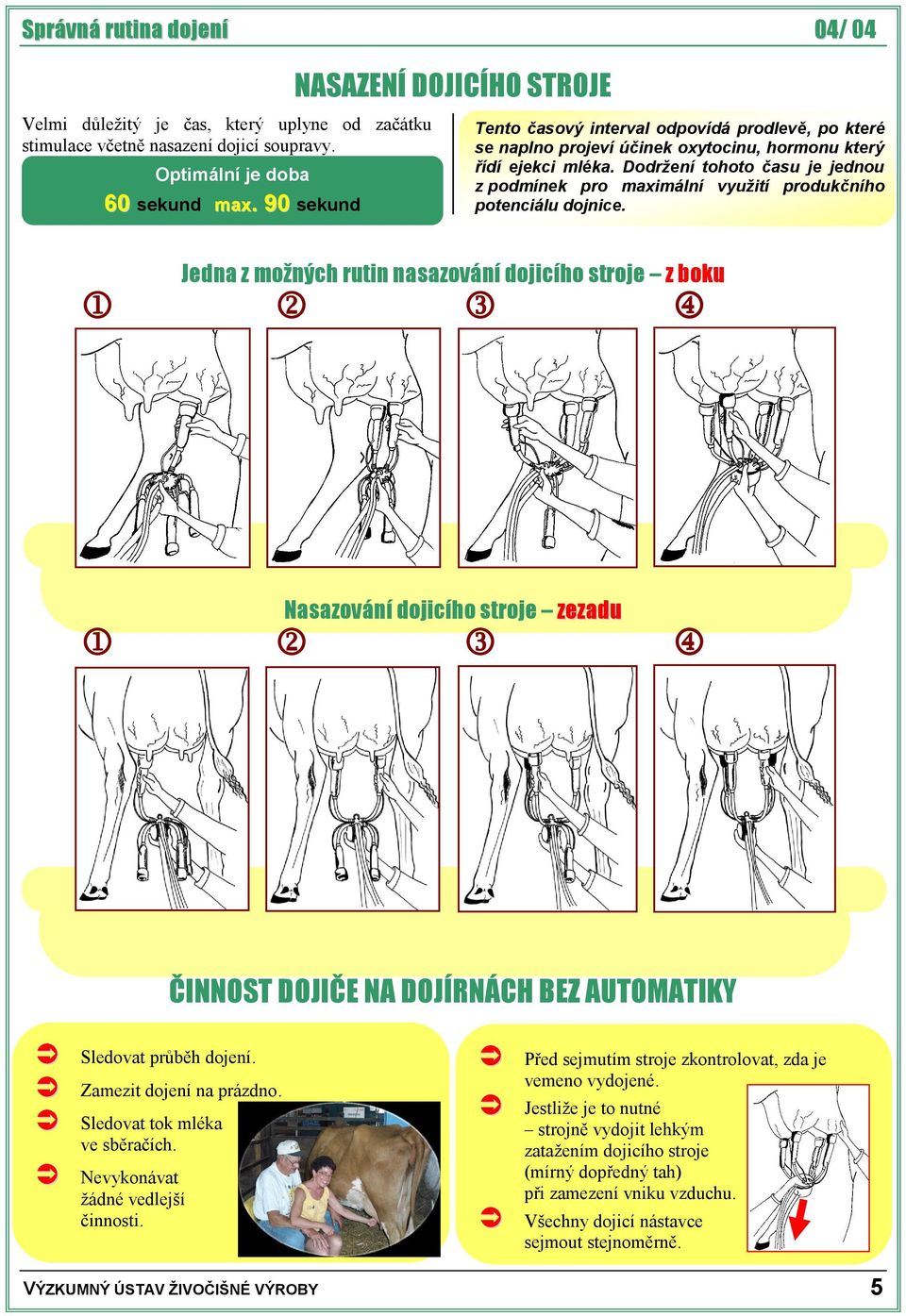 Dodržení tohoto času je jednou z podmínek pro maximální využití produkčního potenciálu dojnice.