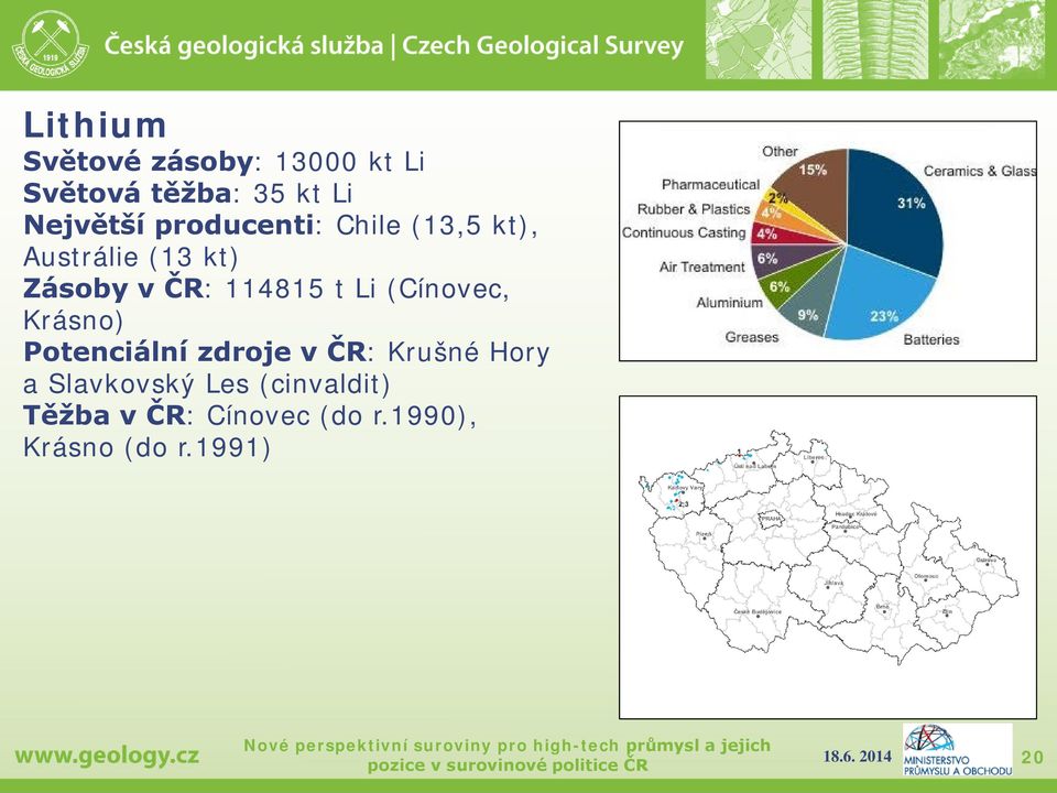 Li (Cínovec, Krásno) Potenciální zdroje v ČR: Krušné Hory a