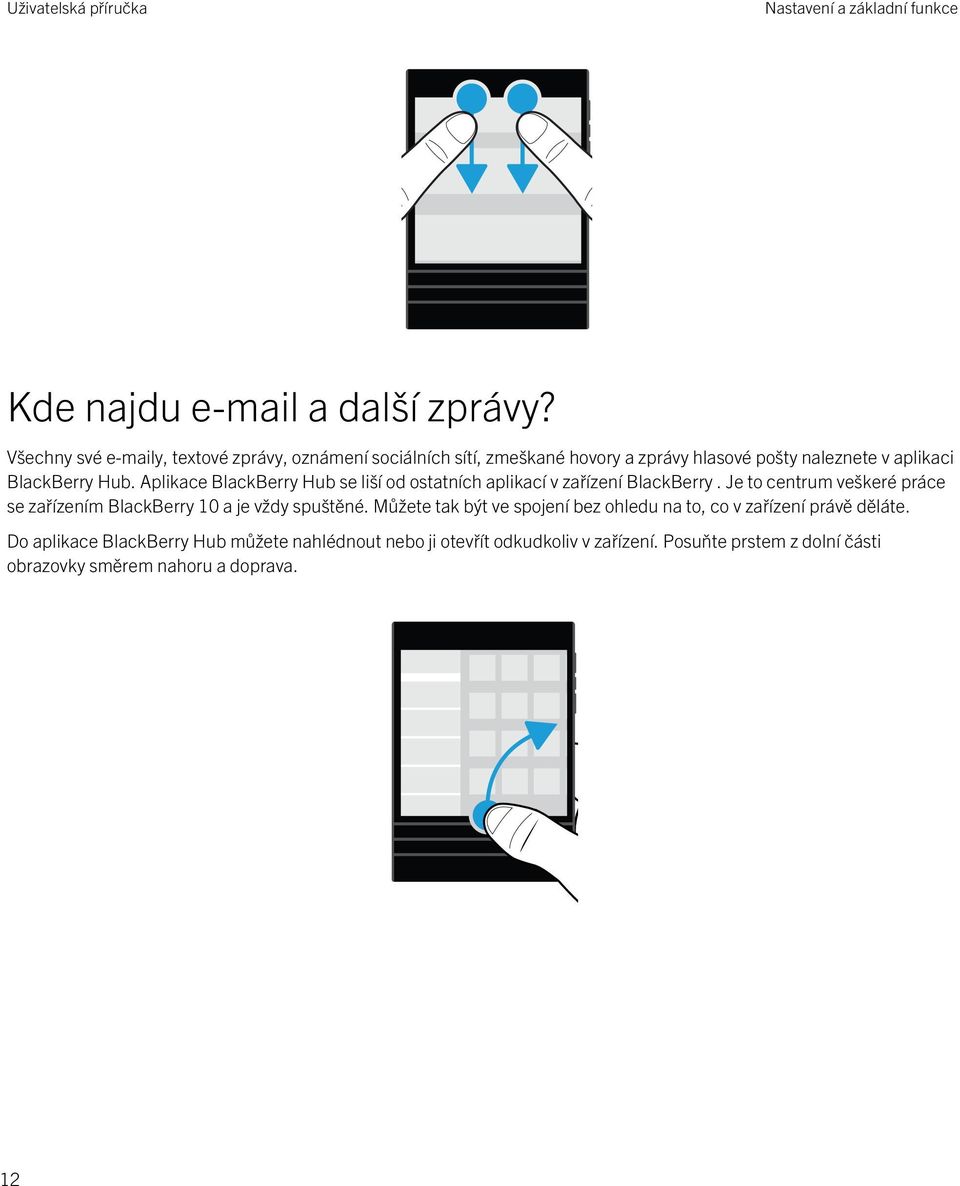 Aplikace BlackBerry Hub se liší od ostatních aplikací v zařízení BlackBerry.