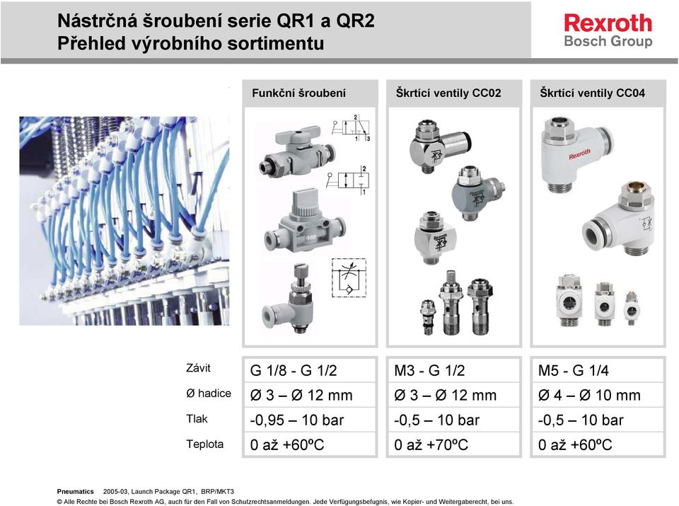 1/8 G 1/2 M3 G 1/2 M5 G 1/4 Ø hadice Ø 3 Ø 12 mm Ø 3 Ø 12 mm Ø 4 Ø 10