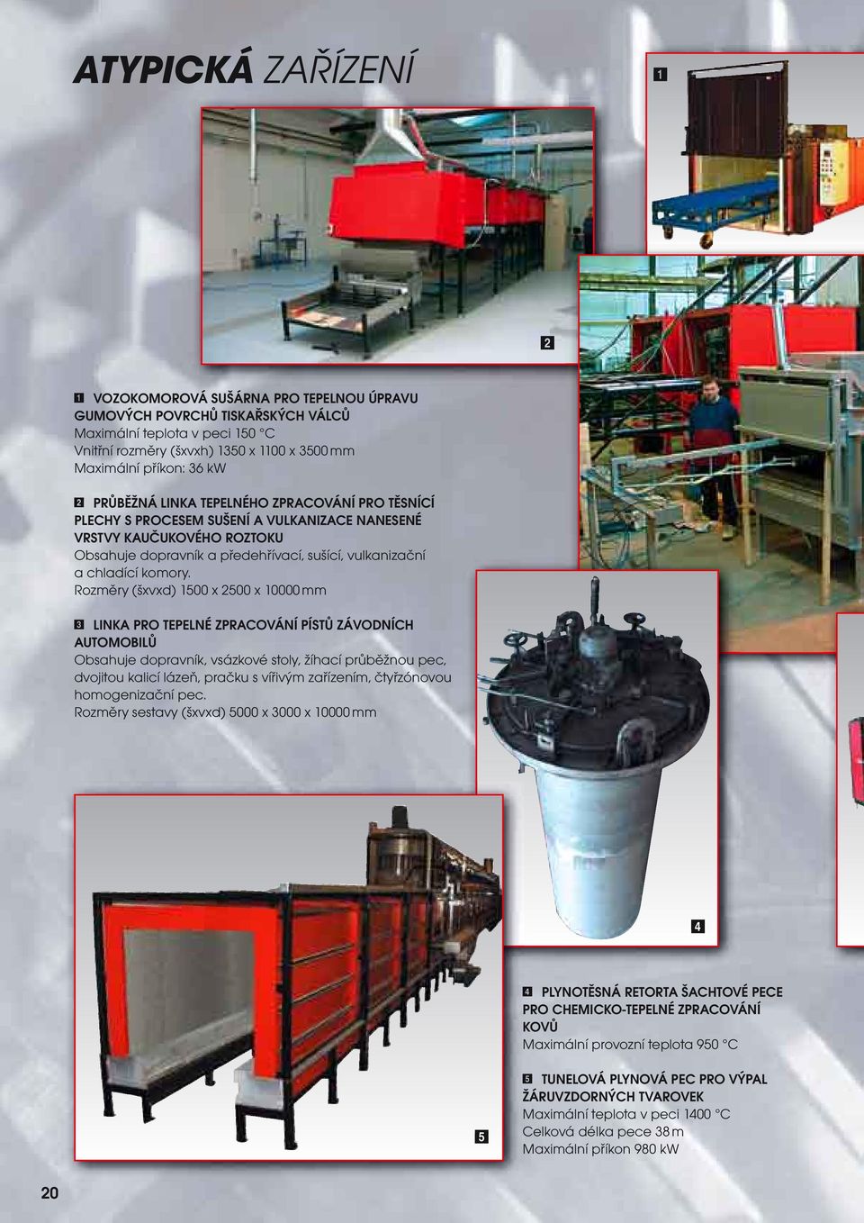 Rozměry (šxvxd) 1500 x 2500 x 10000 mm LINK PRO TEPELNÉ ZPROÁNÍ PÍSTŮ ZÁODNÍH UTOMOBILŮ Obsahuje dopravník, vsázkové stoly, žíhací průběžnou pec, dvojitou kalicí lázeň, pračku s vířivým zařízením,