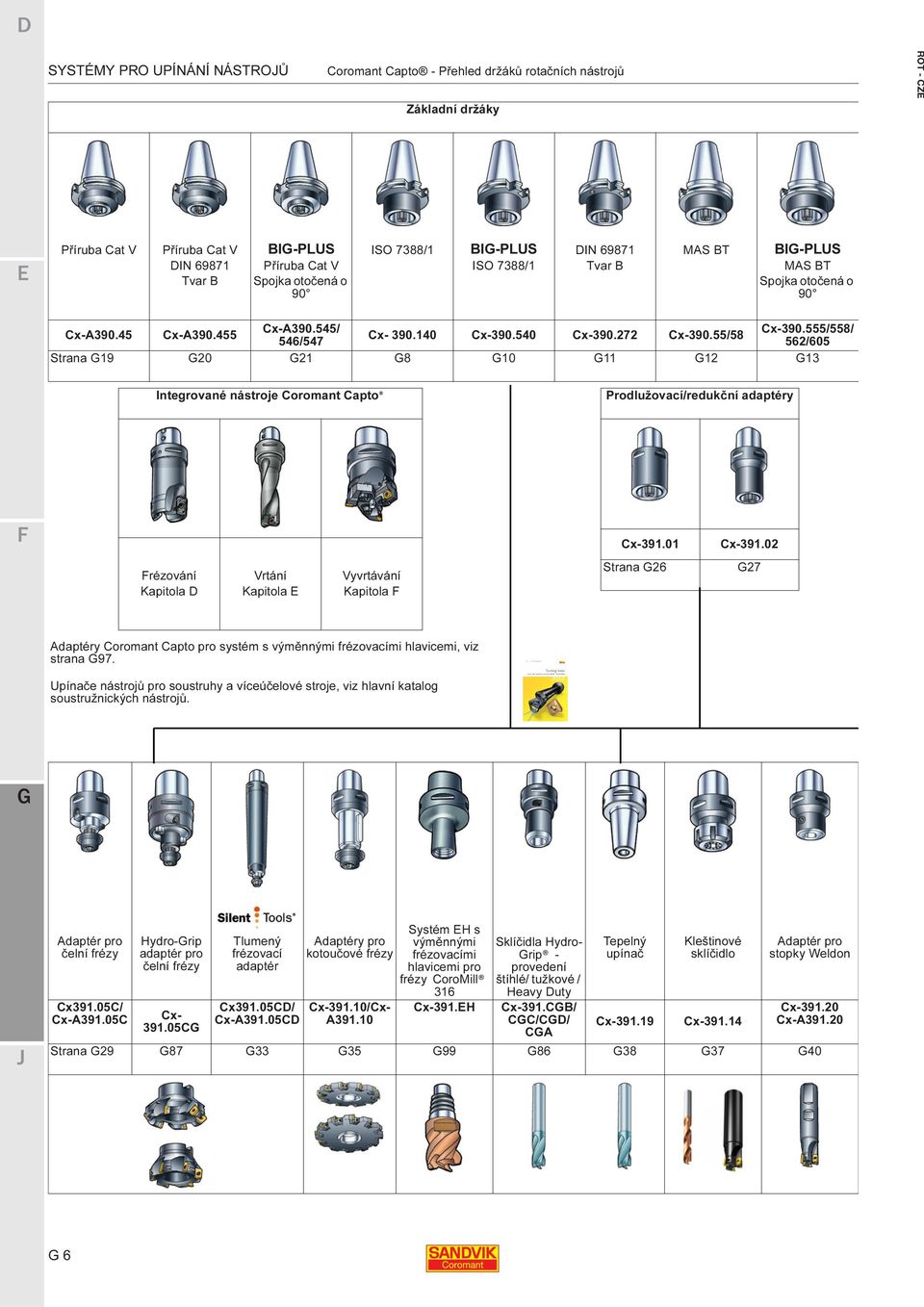 555/558/ 562/605 Strana 19 20 21 8 10 11 12 13 Integrované nástroje Coromant Capto Prodlužovací/redukční adaptéry rézování Vrtání Vyvrtávání Kapitola D Kapitola Kapitola Cx-391.01 Strana 26 Cx-391.