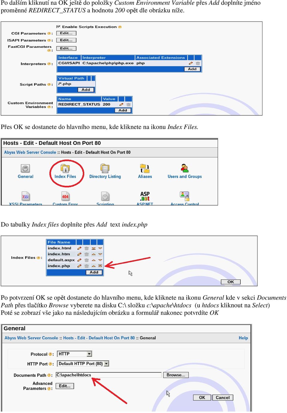 php Po potvrzení OK se opět dostanete do hlavního menu, kde kliknete na ikonu General kde v sekci Documents Path přes tlačítko Browse vyberete