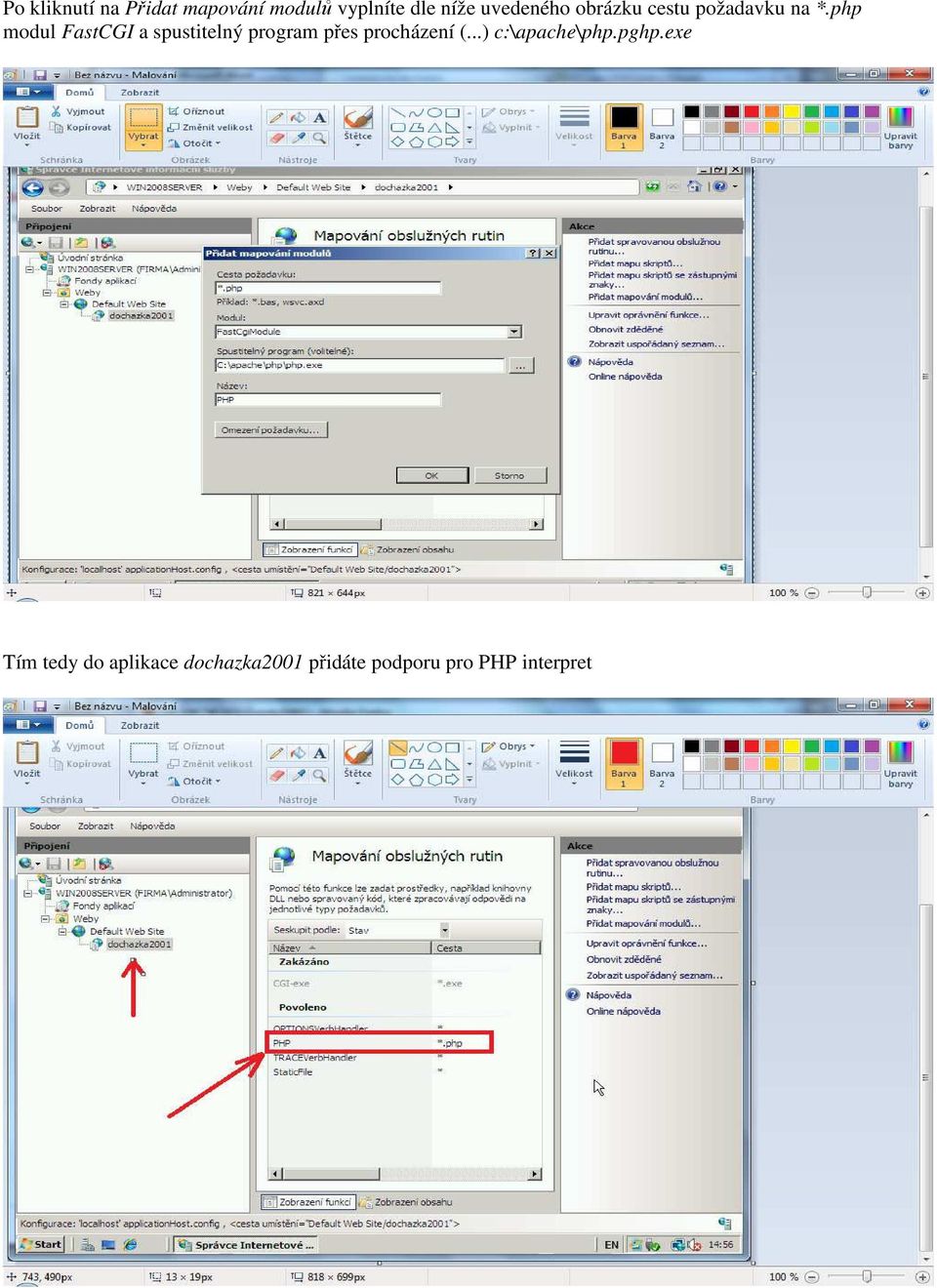 php modul FastCGI a spustitelný program přes procházení (.