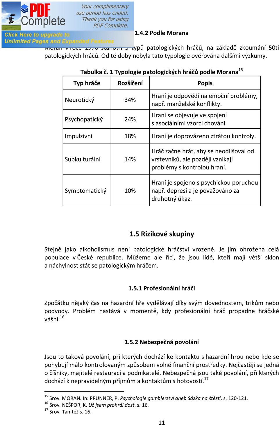 Hraní se objevuje ve spojení s asociálními vzorci chování. Impulzivní 18% Hraní je doprovázeno ztrátou kontroly.