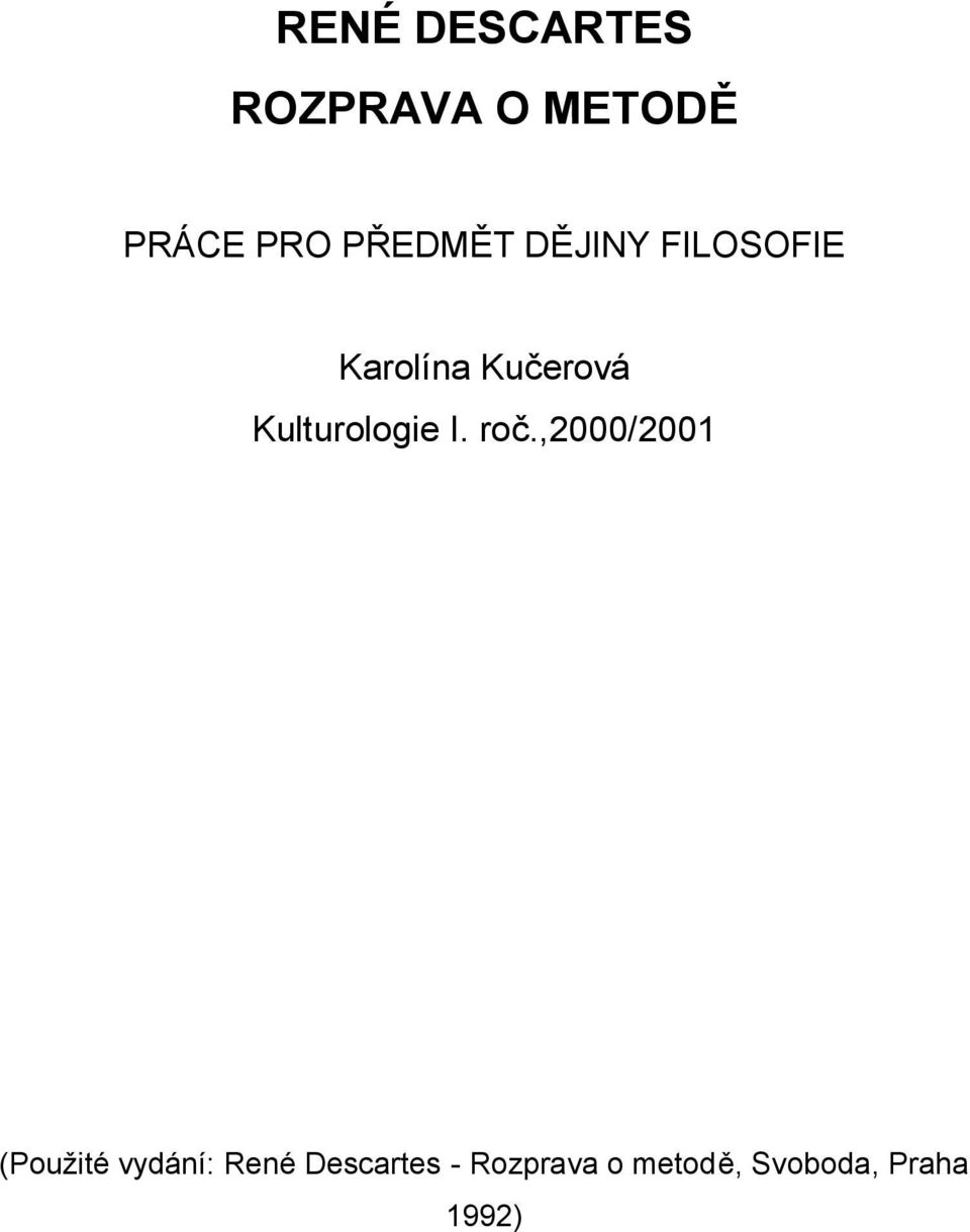 Kulturologie I. roč.
