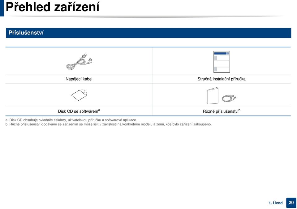 Disk CD obsahuje ovladače tiskárny, uživatelskou příručku a softwarové aplikace. b.