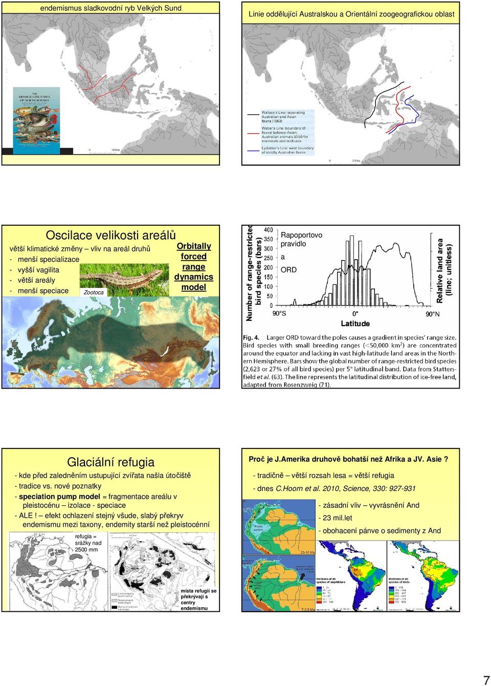 tradice vs. nové poznatky - speciation pump model = fragmentace areálu v pleistocénu izolace - speciace - ALE!