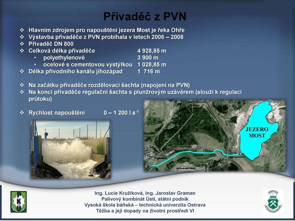 1 028,85 m Délka přívodního kanálu jihozápad 1 716 m Na začátku přivaděče rozdělovací šachta (napojení na PVN) Na