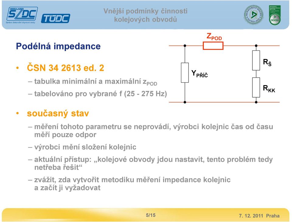 tohoto parametru se neprovádí, výrobci kolejnic čas od času měří pouze odpor výrobci mění složení