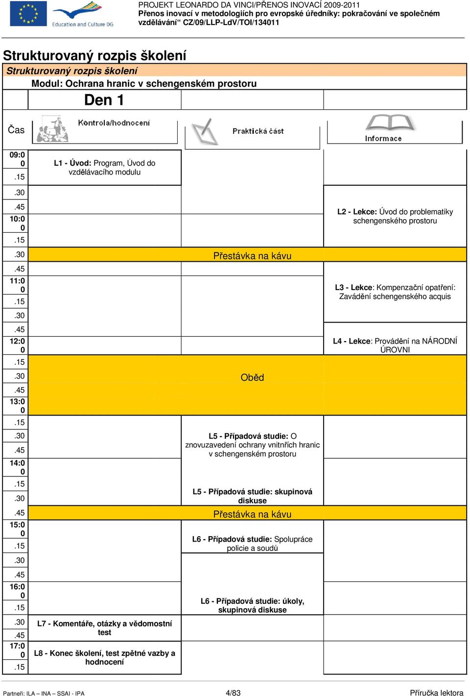 15 Přestávka na kávu Oběd L5 - Případová studie: O znovuzavedení ochrany vnitnřích hranic v schengenském prostoru L5 - Případová studie: skupinová diskuse Přestávka na kávu L6 - Případová studie: