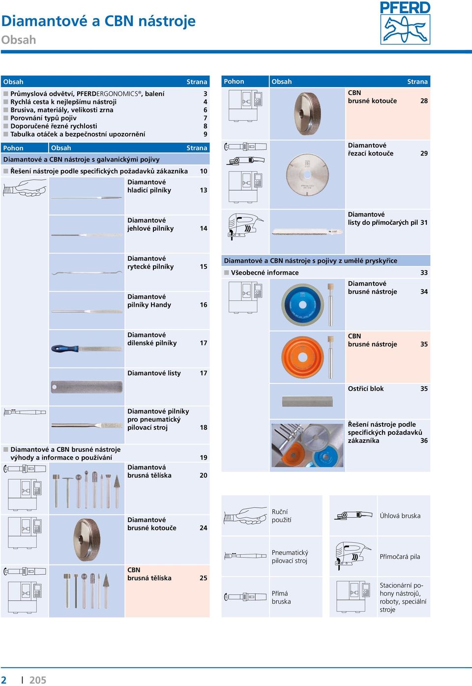 pilníky 13 Pohon Obsah Strana CBN brusné kotouče 28 iamantové řezací kotouče 29 iamantové jehlové pilníky 14 iamantové listy do přímočarých pil 31 iamantové rytecké pilníky 15 iamantové pilníky andy