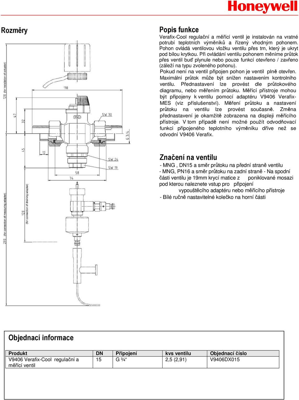 Při ovládání ventilu pohonem měníme průtok přes ventil buď plynule nebo pouze funkcí otevřeno / zavřeno (záleží na typu zvoleného pohonu). Pokud není na ventil připojen pohon je ventil plně otevřen.