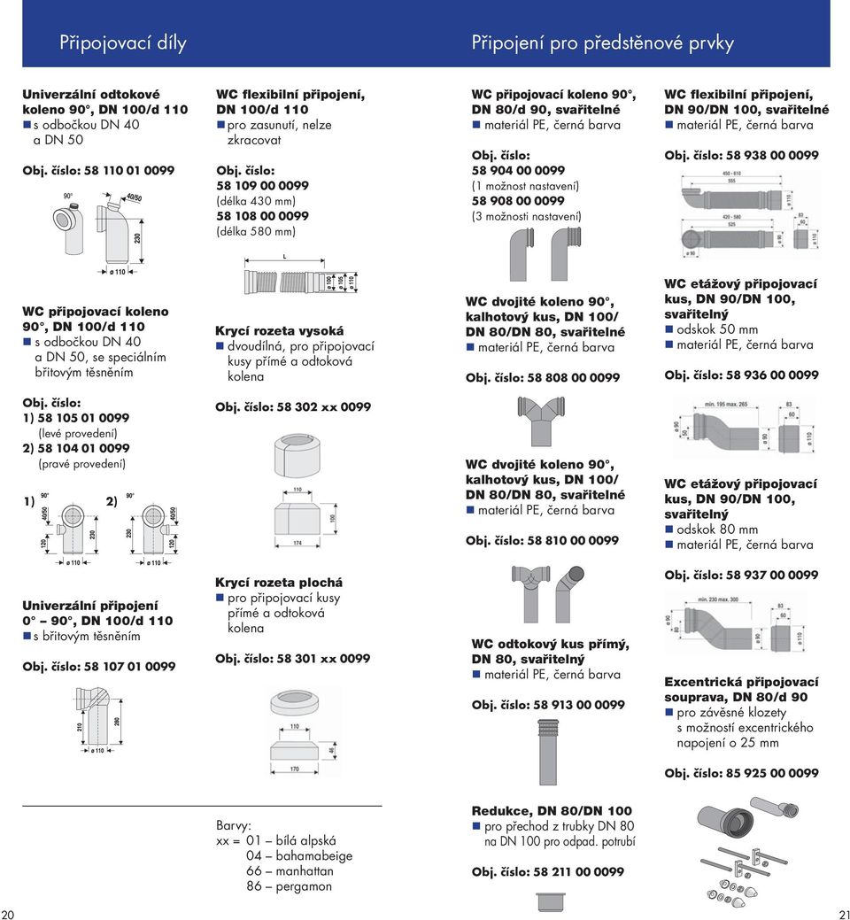 číslo: 58 109 00 0099 (délka 430 mm) 58 108 00 0099 (délka 580 mm) WC připojovací koleno 90, DN 80/d 90, svařitelné Obj.