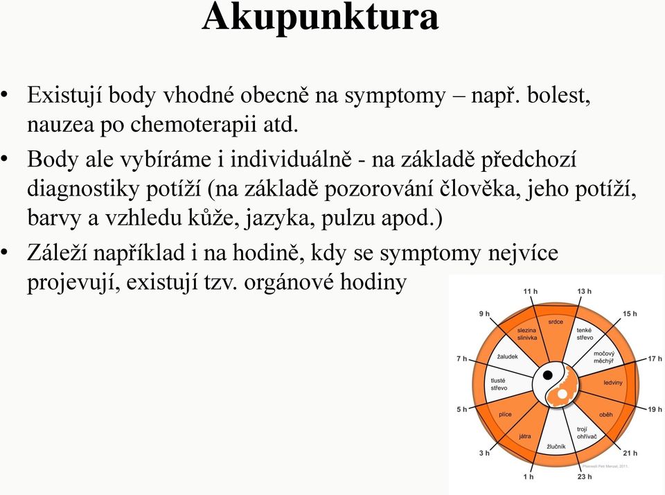 Body ale vybíráme i individuálně - na základě předchozí diagnostiky potíží (na základě