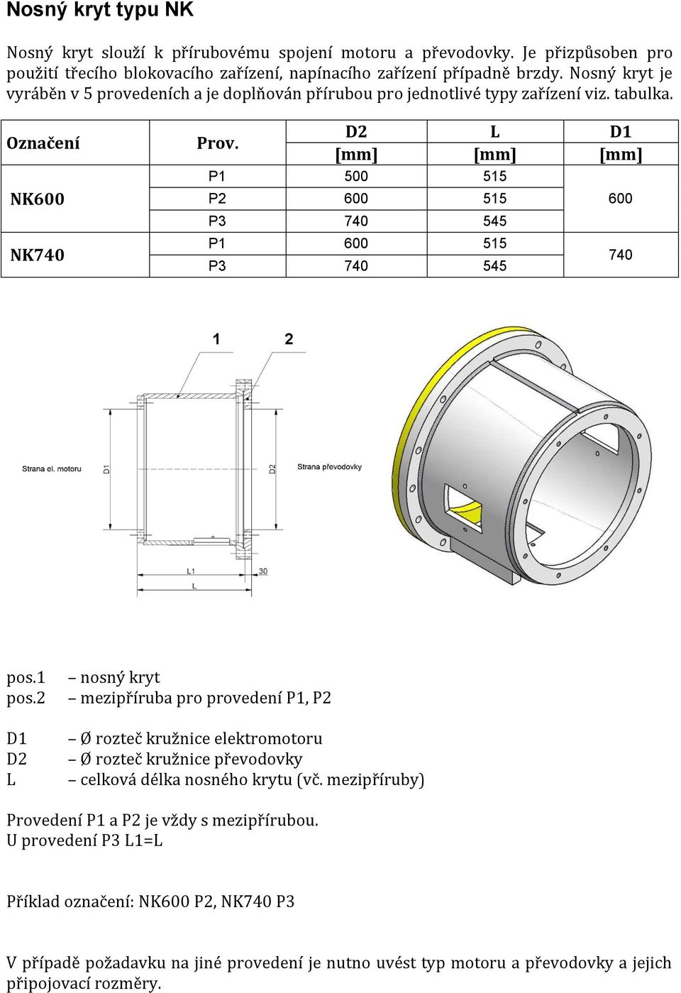 D2 L D1 [mm] [mm] [mm] P1 500 515 P2 600 515 600 P3 740 545 P1 600 515 P3 740 545 740 pos.1 pos.