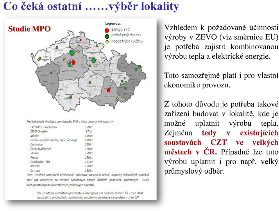 Z tohoto důvodu je potřeba takové zařízení budovat v lokalitě, kde je možné uplatnit výrobu tepla.