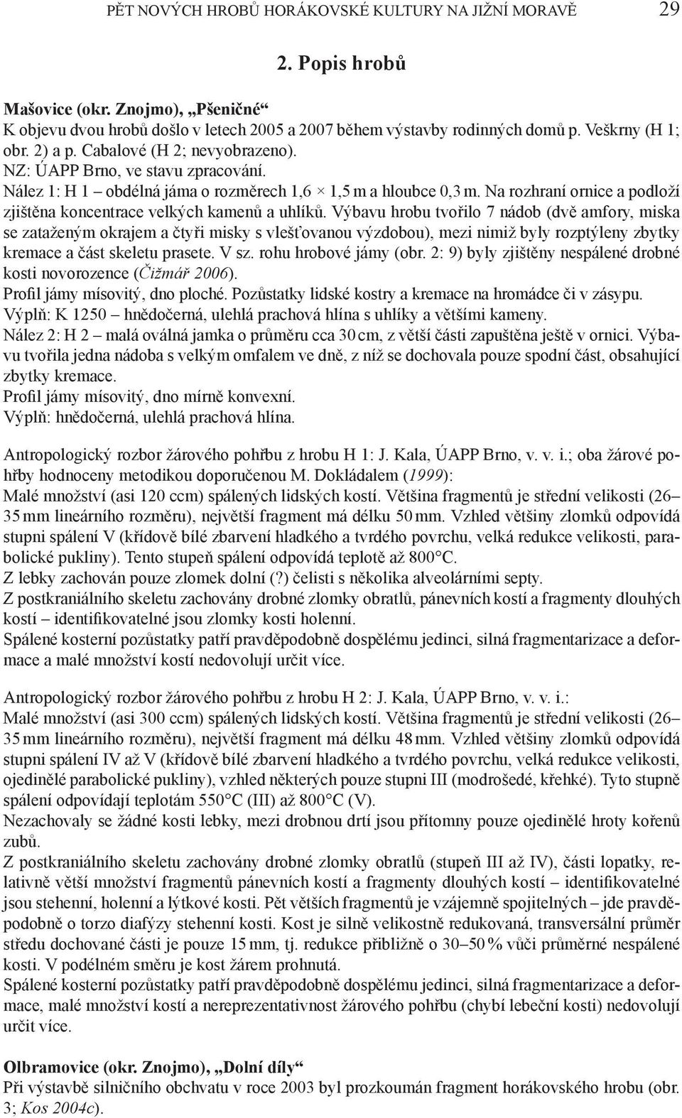 Na rozhraní ornice a podloží zjištěna koncentrace velkých kamenů a uhlíků.