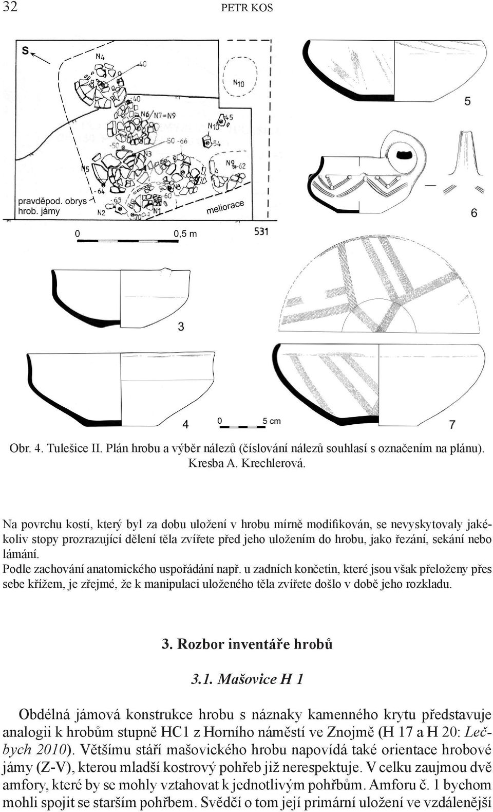 Podle zachování anatomického uspořádání např. u zadních končetin, které jsou však přeloženy přes sebe křížem, je zřejmé, že k manipulaci uloženého těla zvířete došlo v době jeho rozkladu. 3.