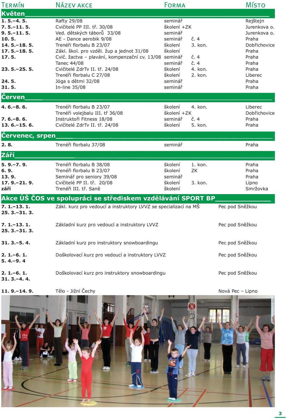 žup a jednot 31/08 školení Praha 17. 5. Cvič. žactva plavání, kompenzační cv. 13/08 seminář č. 4 Praha Tanec 44/08 seminář č. 4 Praha 23. 5. 25. 5. Cvičitelé ZdrTv II. tř. 24/08 školení 4. kon.