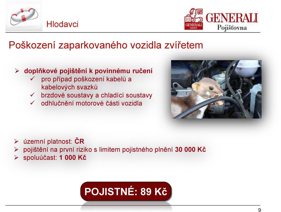 soustavy odhlučnění motorové části vozidla územní platnost: ČR pojištění na první