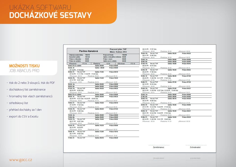 zaměstnance hromadný tisk všech zaměstnanců