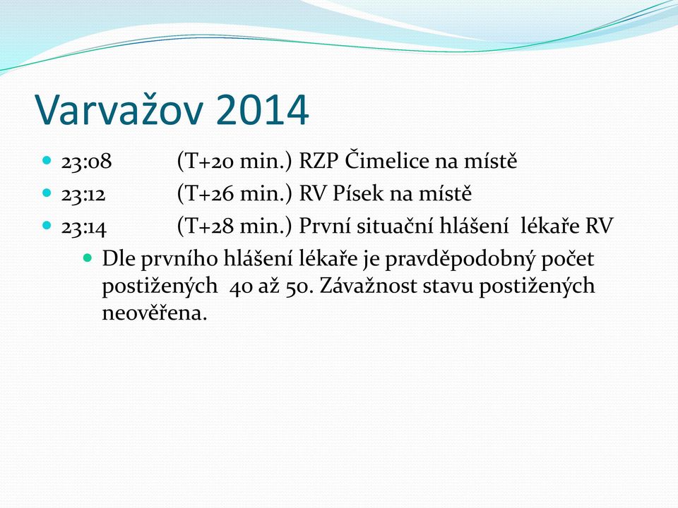 ) RV Písek na místě (T+28 min.