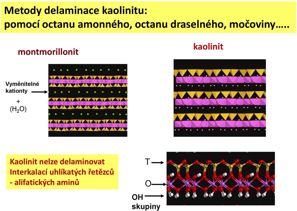 . montmorillonit kaolinit Vyměnitelné kationty + (H 2 O)