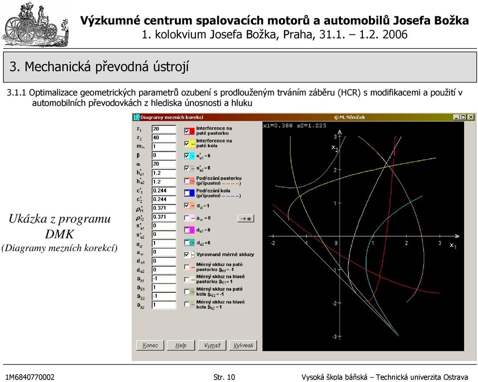 převodovkách z hlediska únosnosti a hluku Ukázka z programu DMK