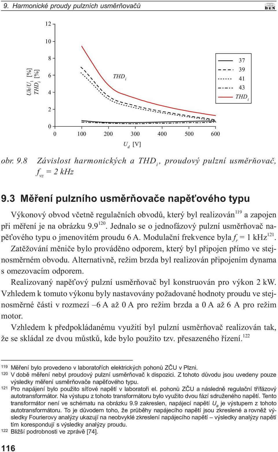 Jednalo se o jednofázový pulzní usměrňovač napěťového typu o jmenovitém proudu 6 A. Modulační frekvence byla f r = 1 khz 121.