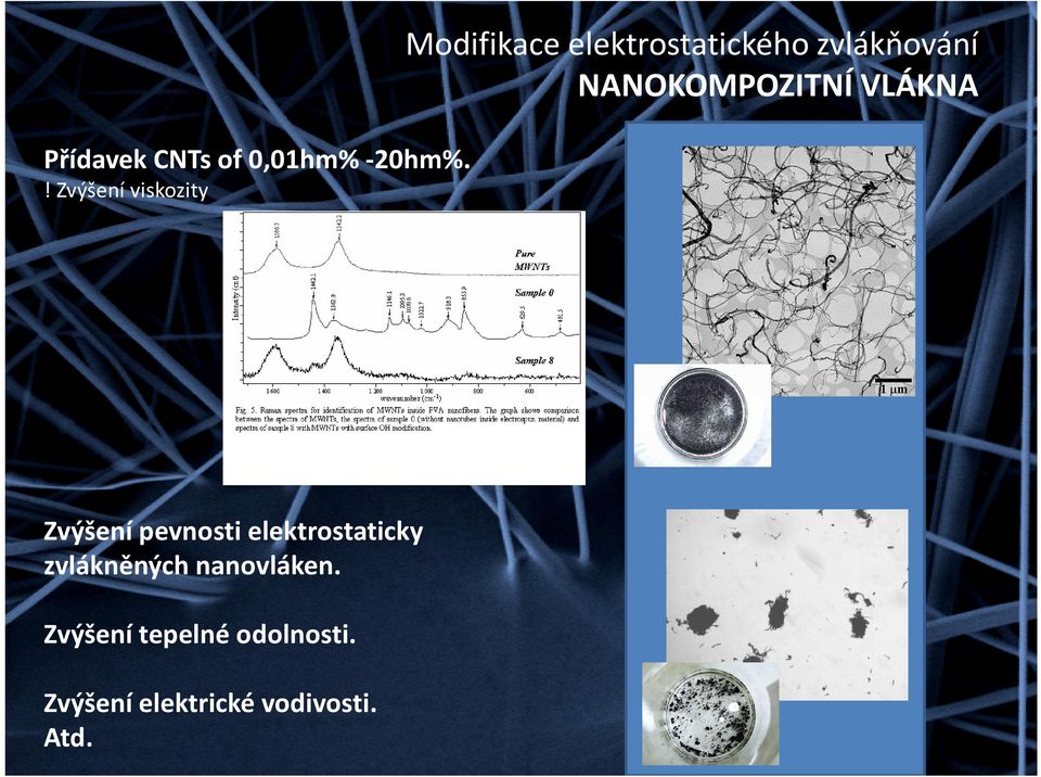 ! Zvýšení viskozity Zvýšení pevnosti elektrostaticky