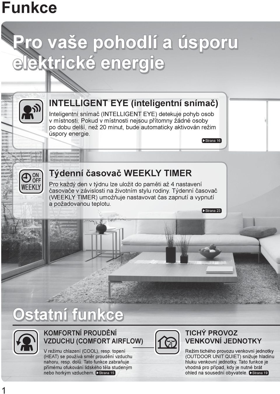 Strana 16 Týdenní časovač WEEKLY TIMER Pro každý den v týdnu lze uložit do paměti až 4 nastavení časovače v závislosti na životním stylu rodiny.