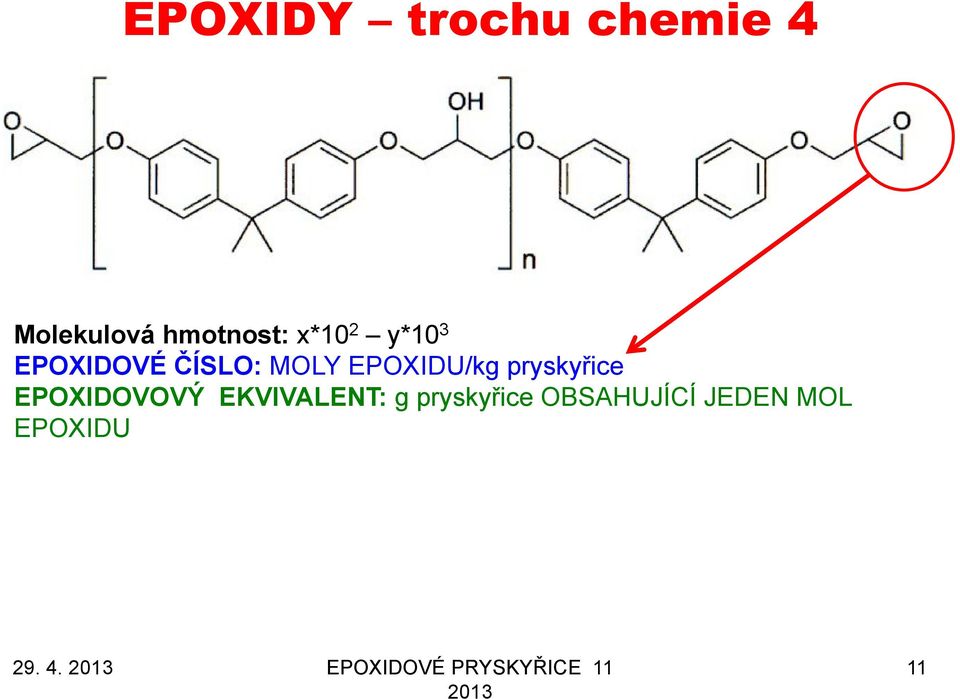 pryskyřice EPOXIDOVOVÝ EKVIVALENT: g pryskyřice