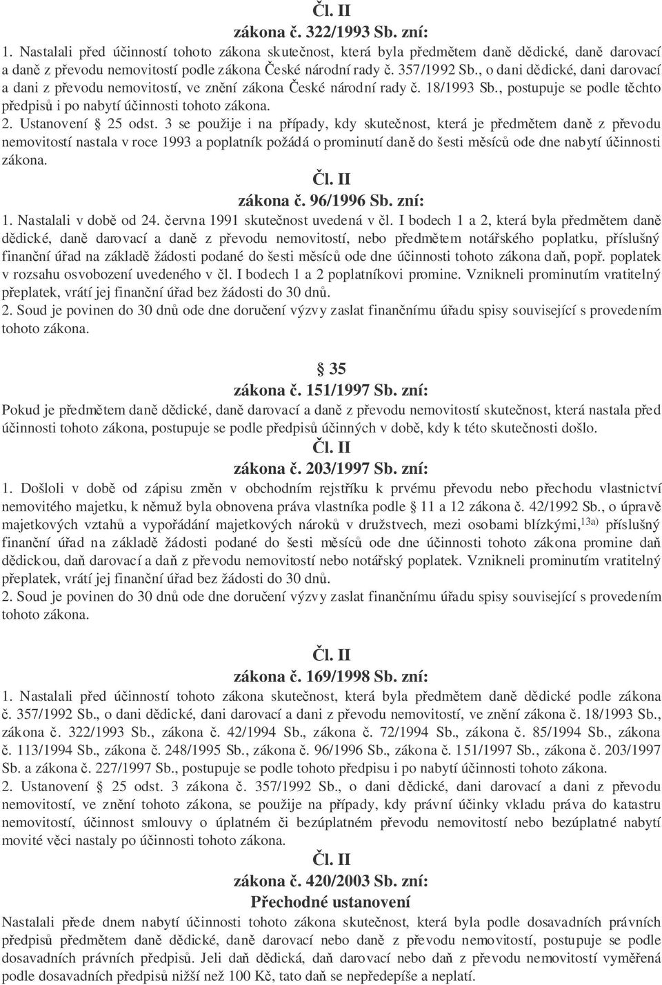 3 se použije i na pípady, kdy skutenost, která je pedmtem dan z pevodu nemovitostí nastala v roce 1993 a poplatník požádá o prominutí dan do šesti msíc ode dne nabytí úinnosti zákona. l. II zákona.