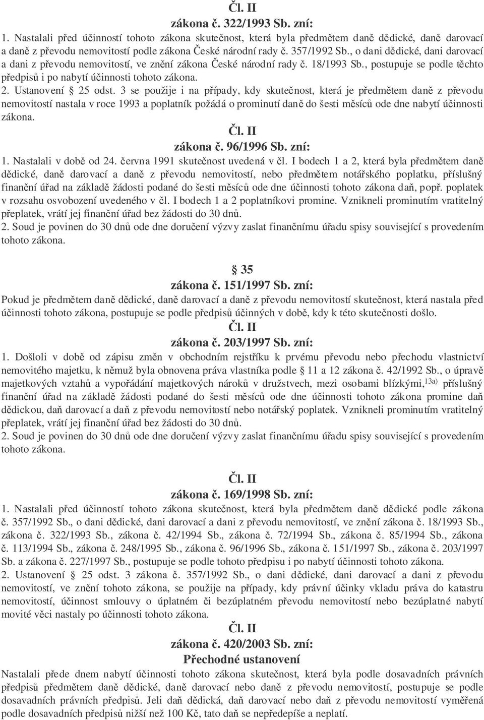 3 se použije i na pípady, kdy skutenost, která je pedmtem dan z pevodu nemovitostí nastala v roce 1993 a poplatník požádá o prominutí dan do šesti msíc ode dne nabytí úinnosti zákona. l. II zákona.