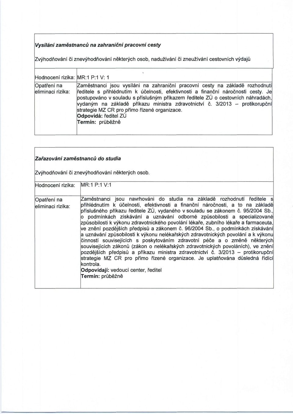 Je postupováno v souladu s příslušným příkazem ředitele ZÚ o cestovních náhradách, vydaným na základě příkazu ministra zdravotnictví č.