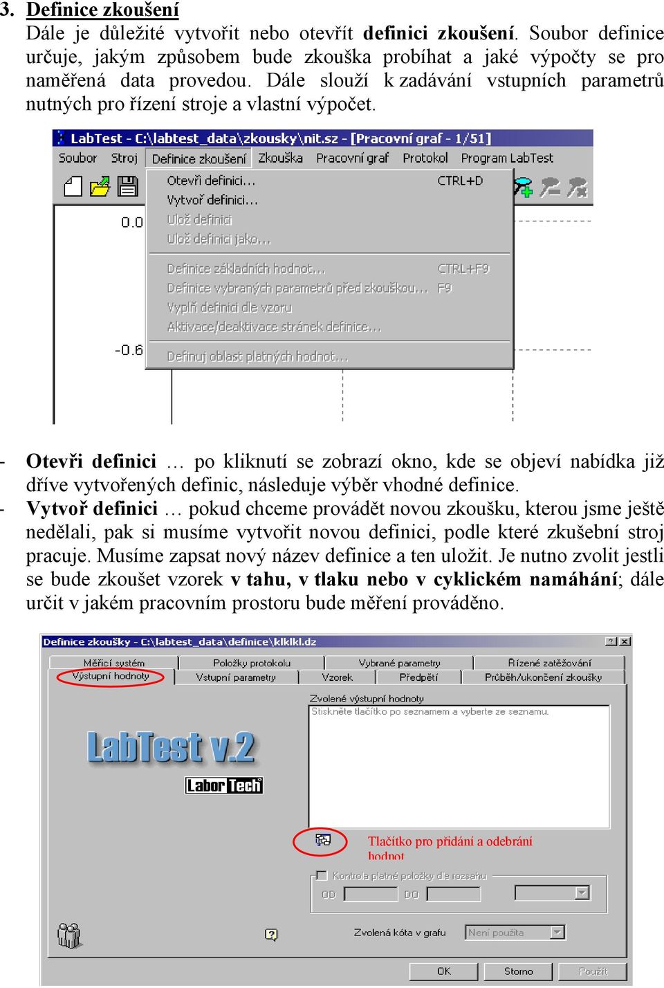 - Otevři definici po kliknutí se zobrazí okno, kde se objeví nabídka již dříve vytvořených definic, následuje výběr vhodné definice.