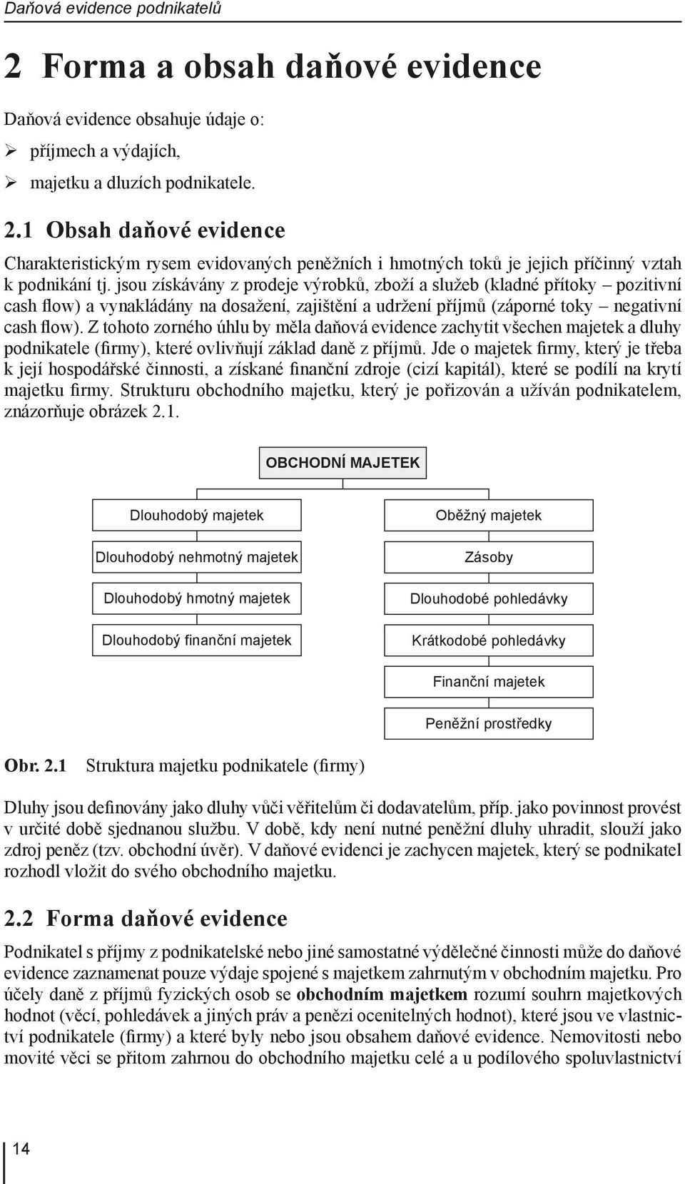 Z tohoto zorného úhlu by měla daňová evidence zachytit všechen majetek a dluhy podnikatele (firmy), které ovlivňují základ daně z příjmů.