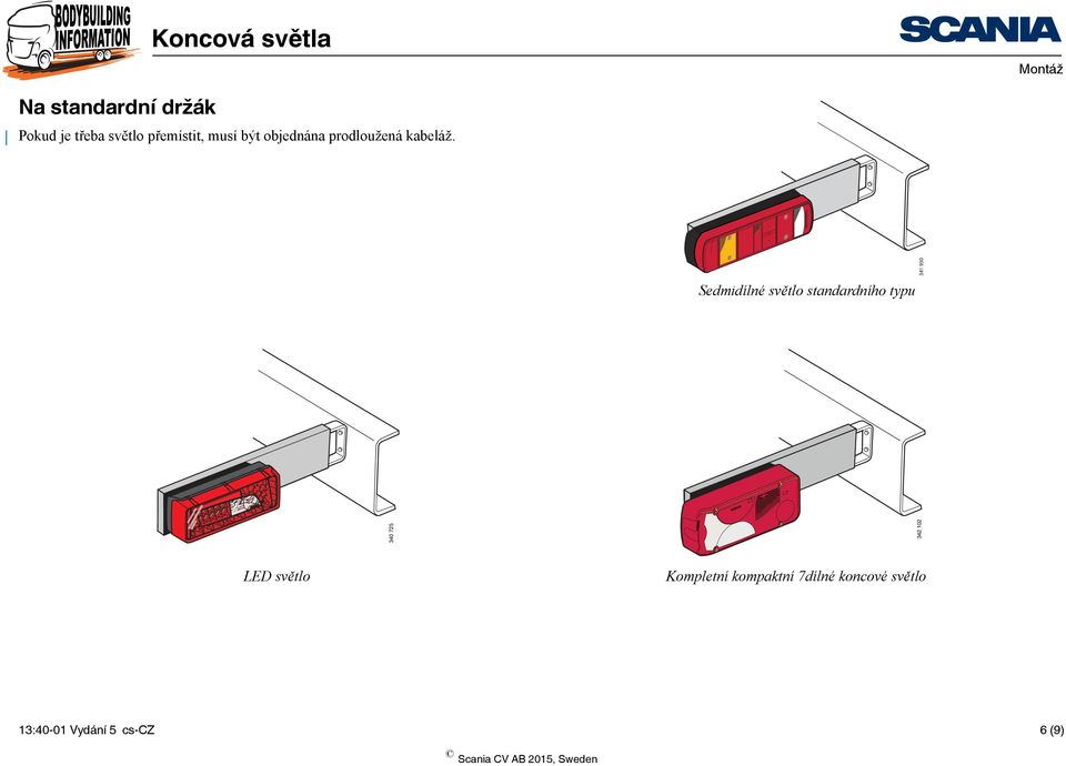 Sedmidílné světlo standardního typu 341 930 340 725 342 102